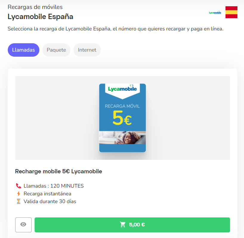Lycamobile España: recarga tu móvil