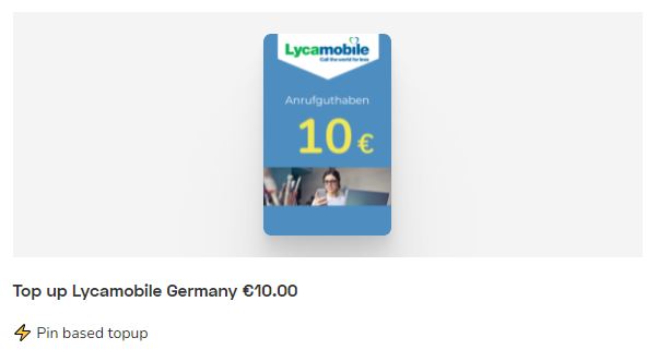 Lycamobile Germany: top up in a minute!