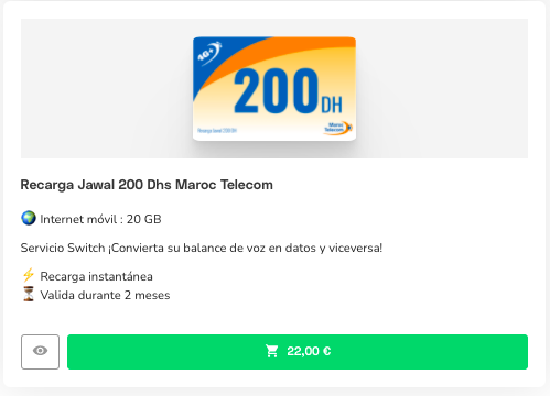Recarga Maroc Telecom: recargas y minutos