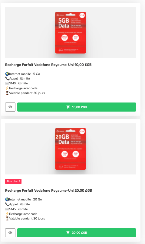 Vodafone top up: bundles