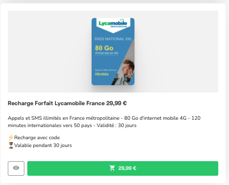 Acheter recharge Lycamobile : illimités