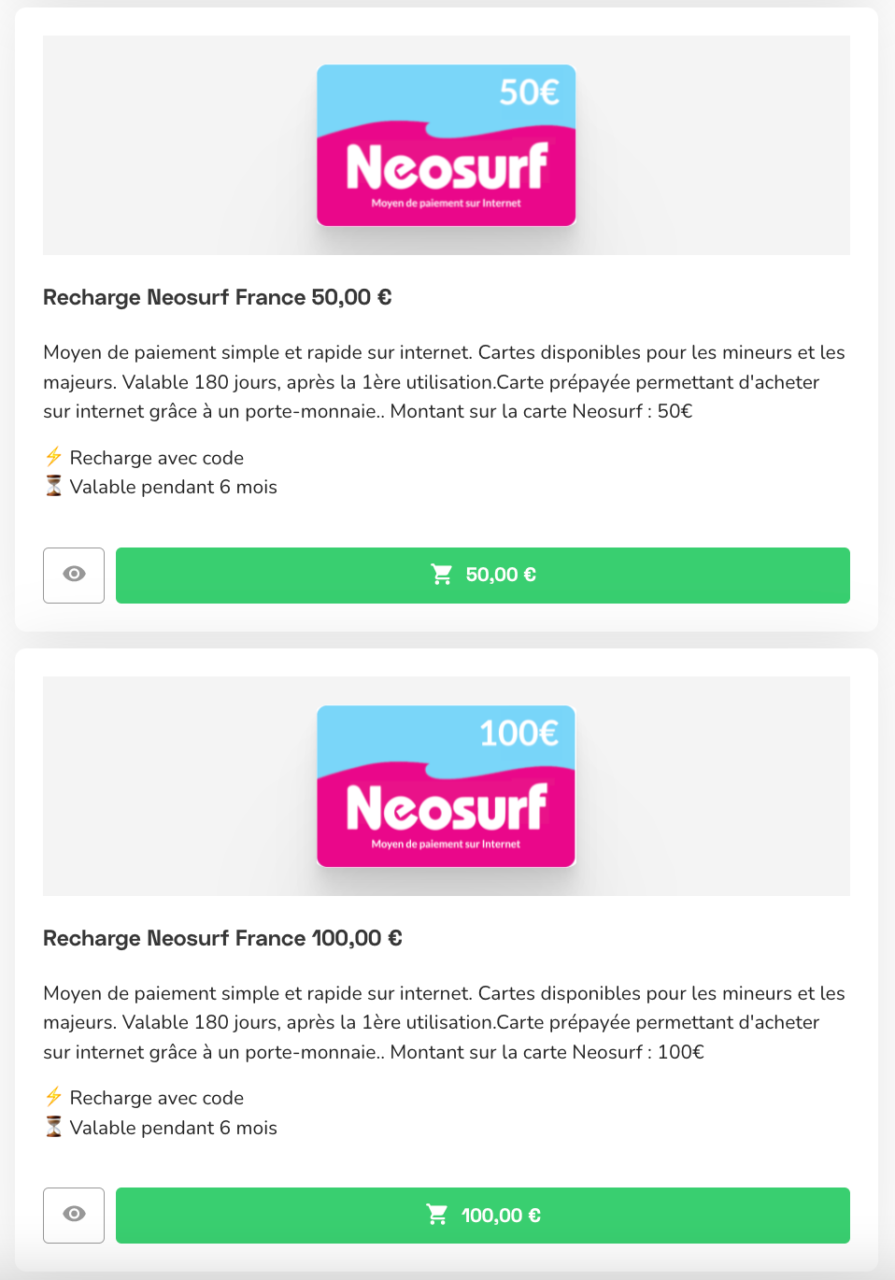 Coupon Neosurf :  : les meilleures offres