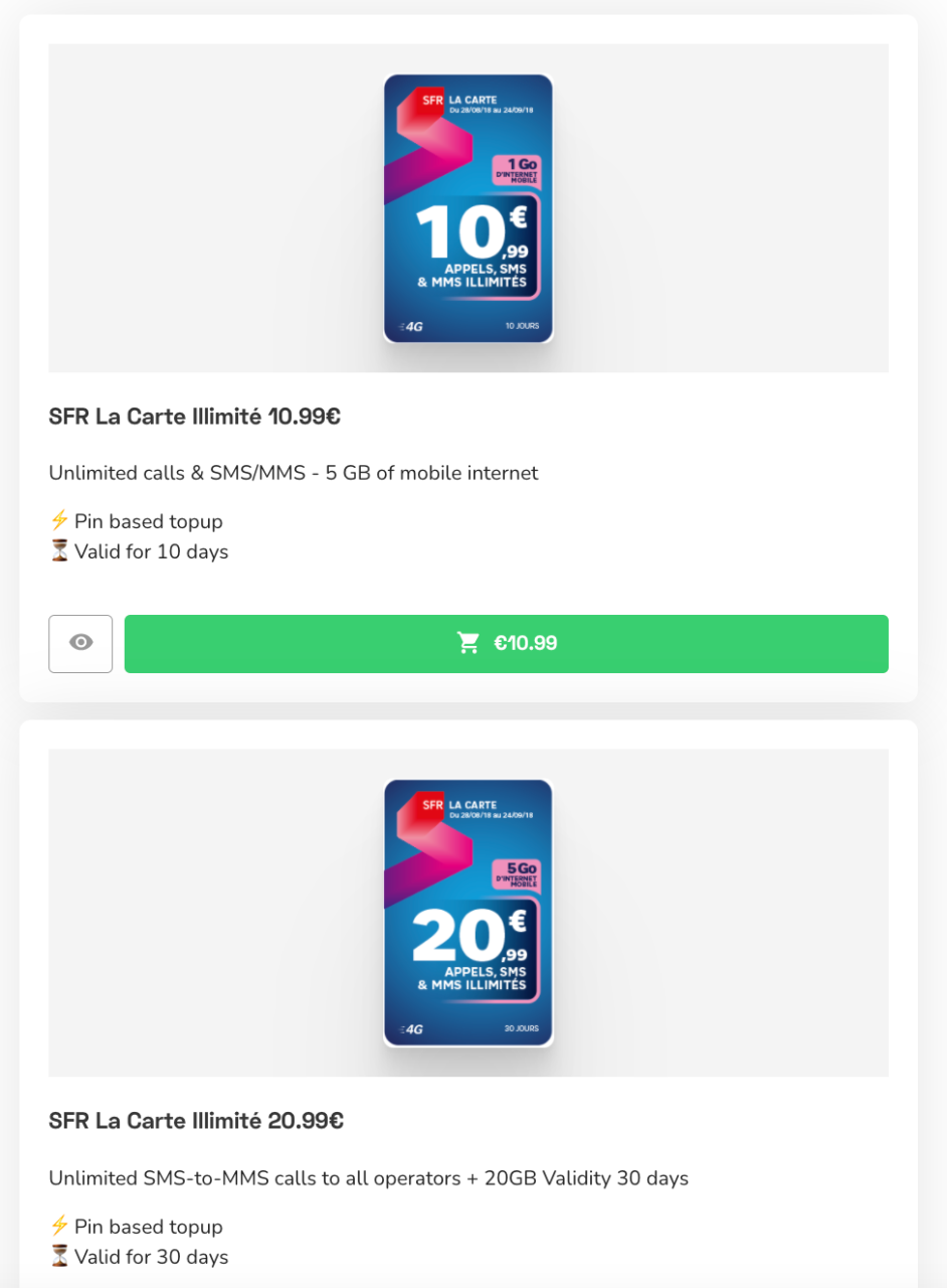 Recharge SFR la carte : achat en ligne