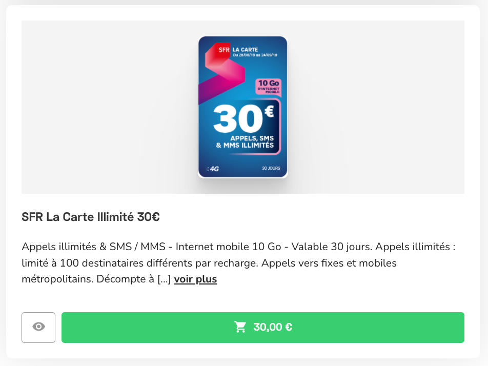 Recharge SFR la carte : carte illimité
