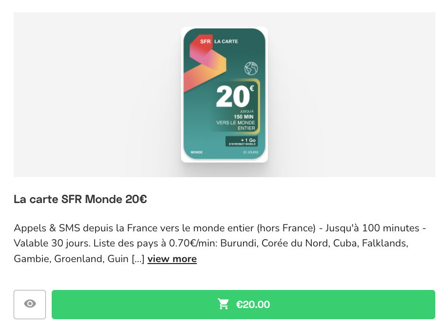 Recharge SFR monde : achat en ligne