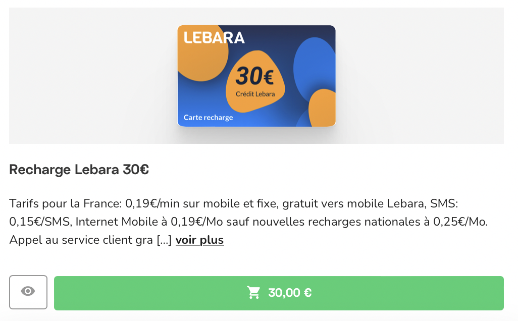 Lebara international Algérie : les tarifs