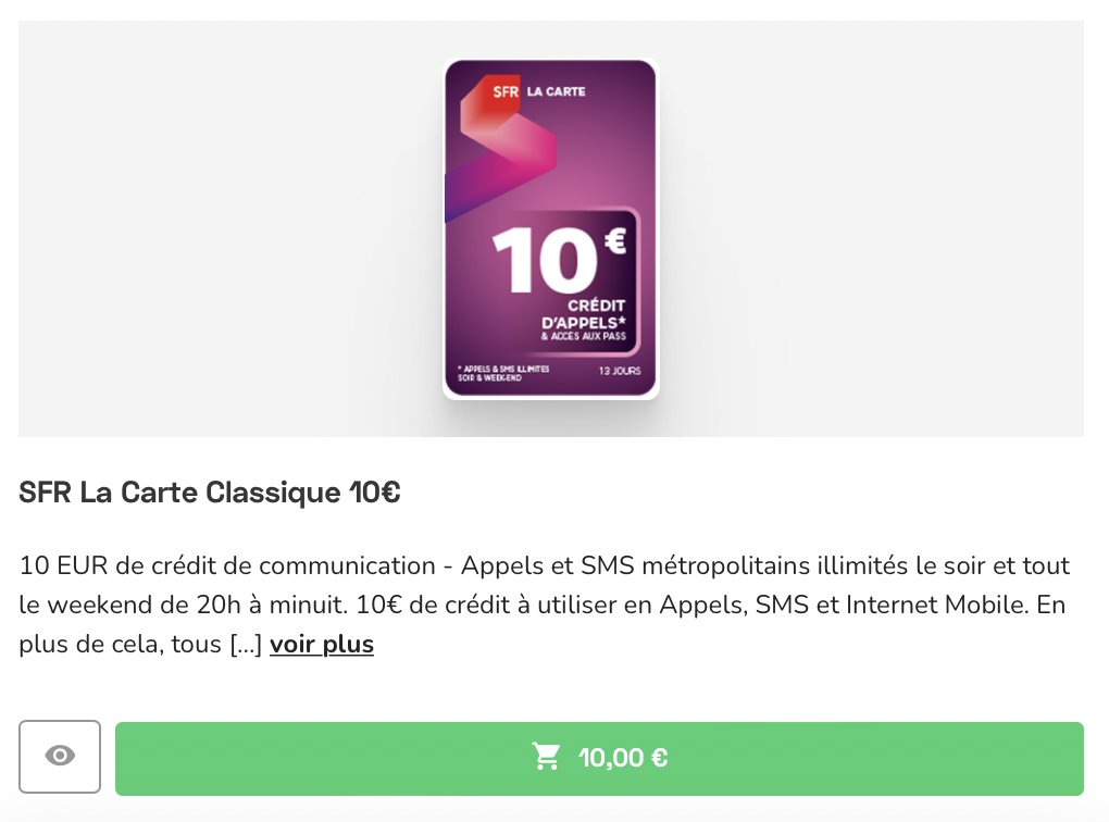 Recharge carte bancaire SFR : les tarifs