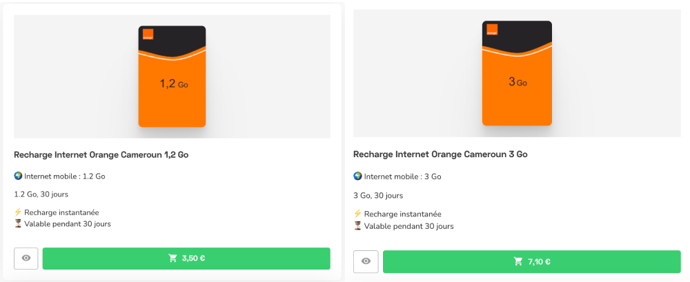Transfert Crédit Orange Cameroun : pass internet 