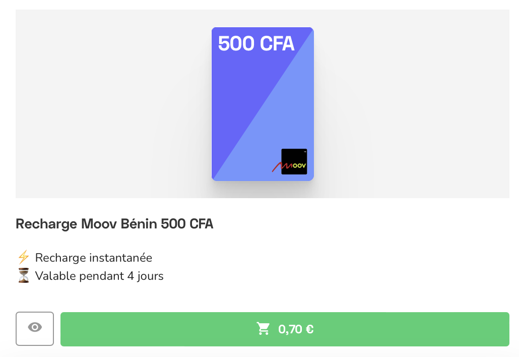 Moov Benin : les prix