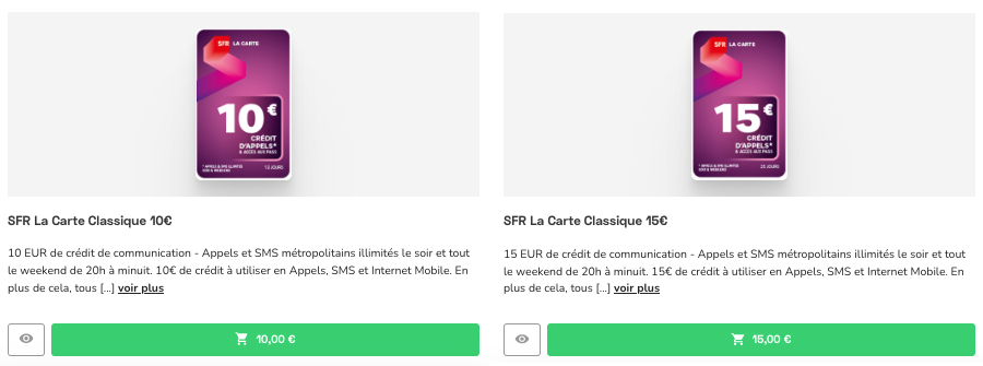 Code recharge SFR : la carte classique