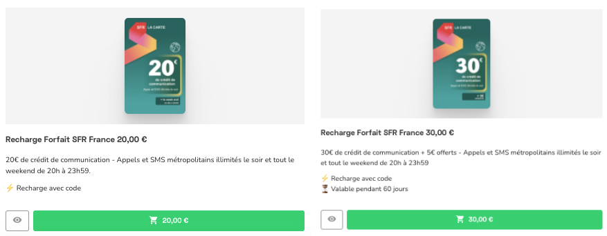 Code recharge SFR : recharge forfait