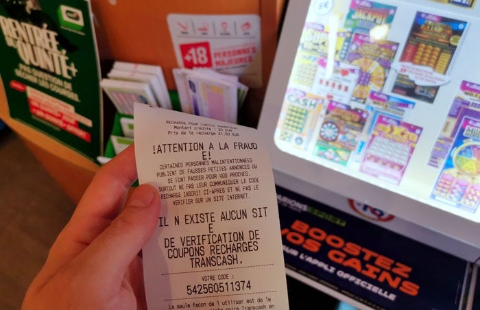 Acheter une recharge ou un coupon Transcash en espèces dans un point de vente dédié
